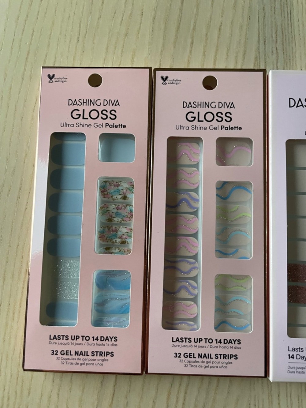 Dashing Diva Gloss Gel Nail Strips - Pastel Blue & Pink Sets 3 packs NWT - Picture 2 of 4